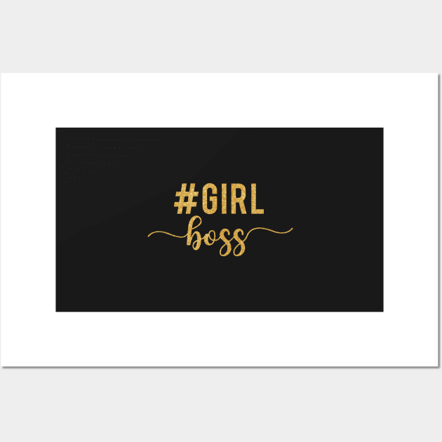 Girl boss gold glitter Wall Art by beakraus